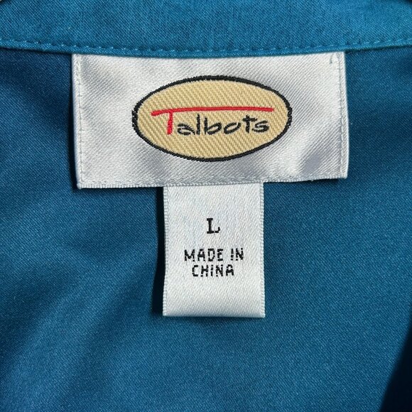 Talbots Women's Long Sleeve Suede Feel Button Shirt in Blue - Size L - Picture 4 of 5
